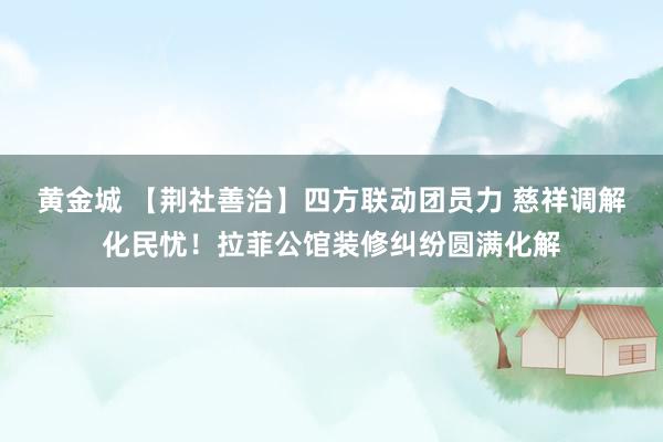 黄金城 【荆社善治】四方联动团员力 慈祥调解化民忧！拉菲公馆装修纠纷圆满化解