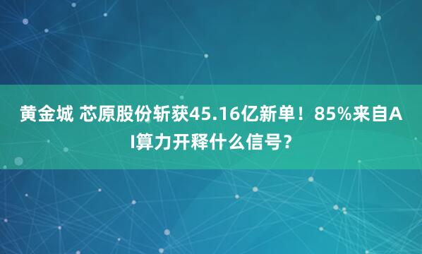 黄金城 芯原股份斩获45.16亿新单！85%来自AI算力开释什么信号？