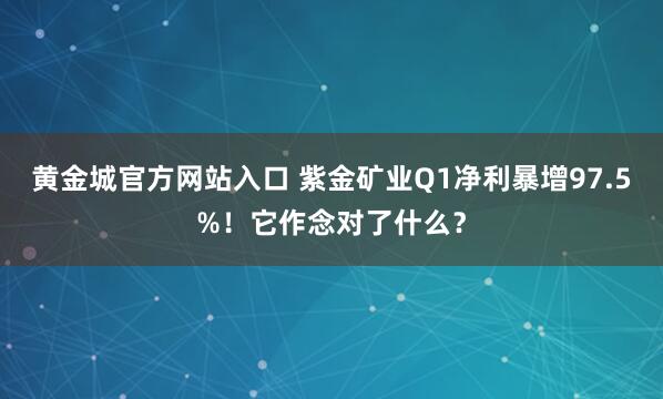 黄金城官方网站入口 紫金矿业Q1净利暴增97.5%！它作念对了什么？