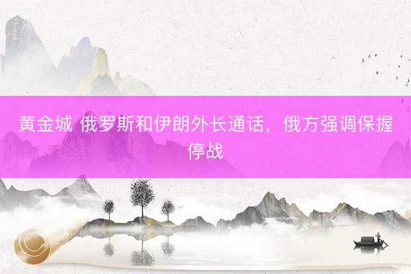 黄金城 俄罗斯和伊朗外长通话，俄方强调保握停战
