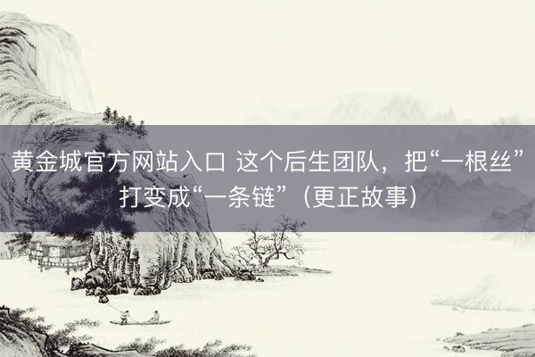 黄金城官方网站入口 这个后生团队，把“一根丝”打变成“一条链”（更正故事）