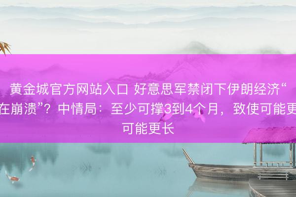 黄金城官方网站入口 好意思军禁闭下伊朗经济“正在崩溃”？中情局：至少可撑3到4个月，致使可能更长